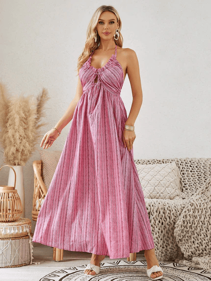 Bohemian Halter Maxi Beach Dress LE FRAGRANCE