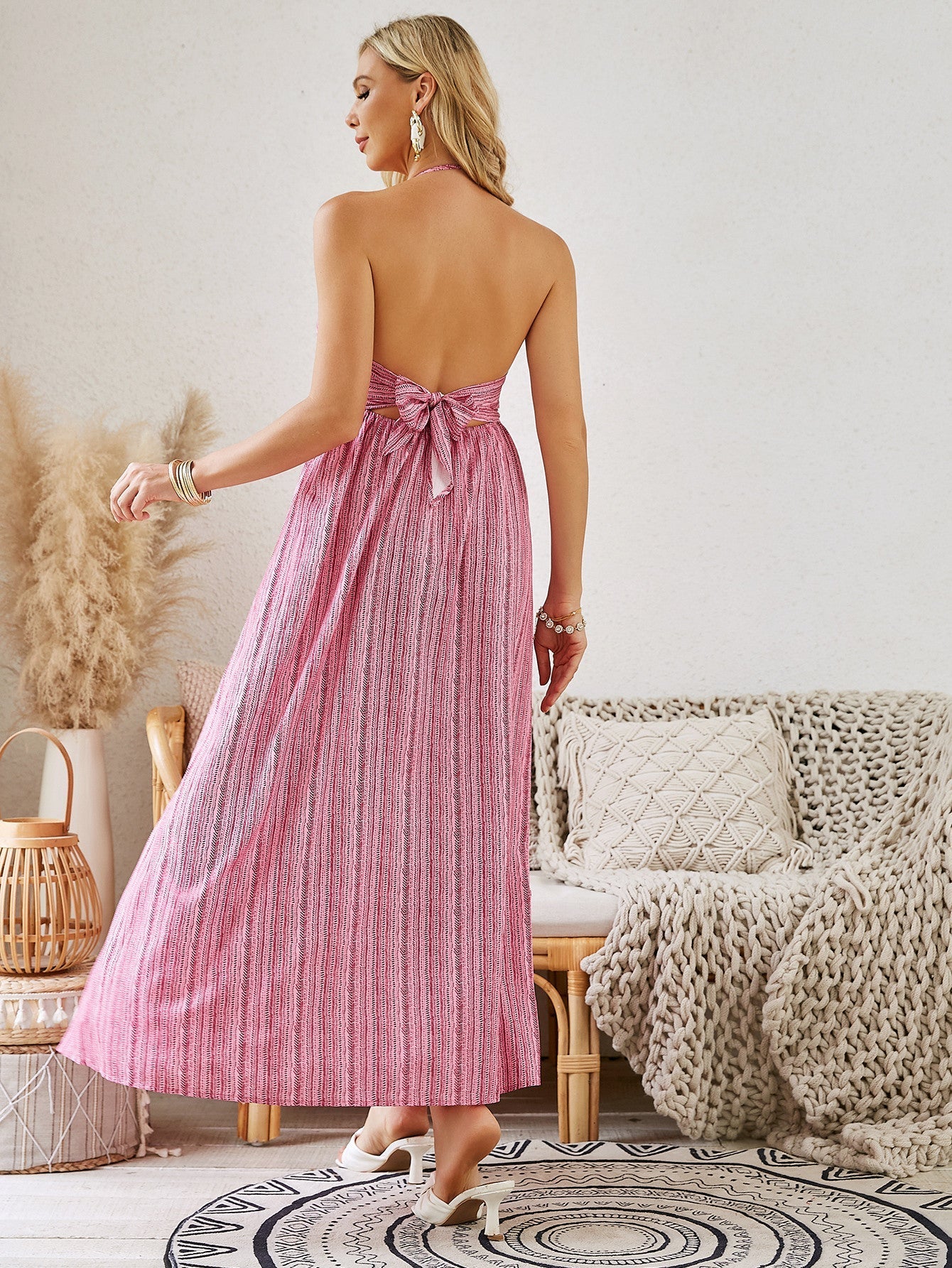 Bohemian Halter Maxi Beach Dress LE FRAGRANCE