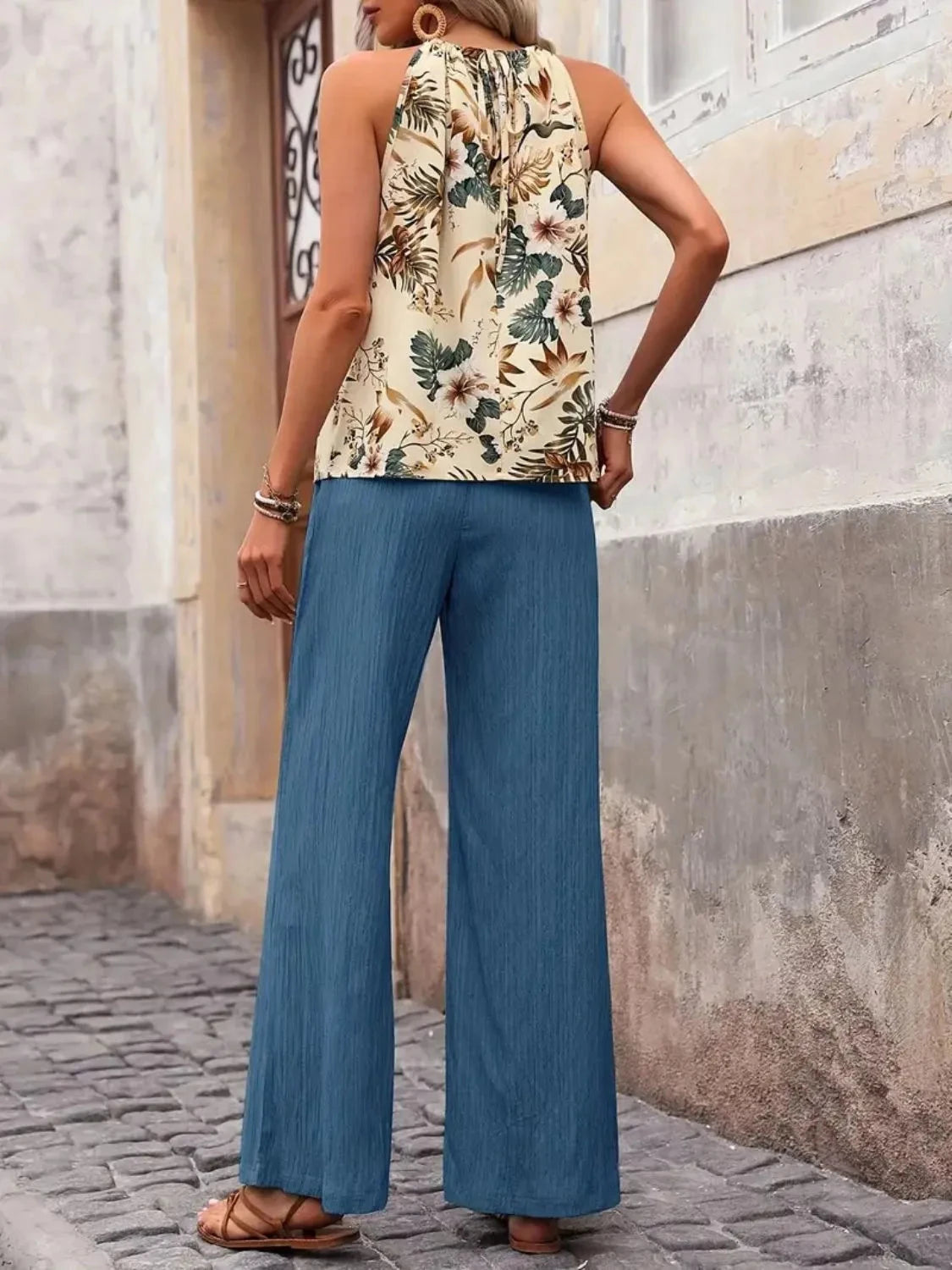 Trendsi Clothing Printed Tank Top and Wide Leg Pants Set