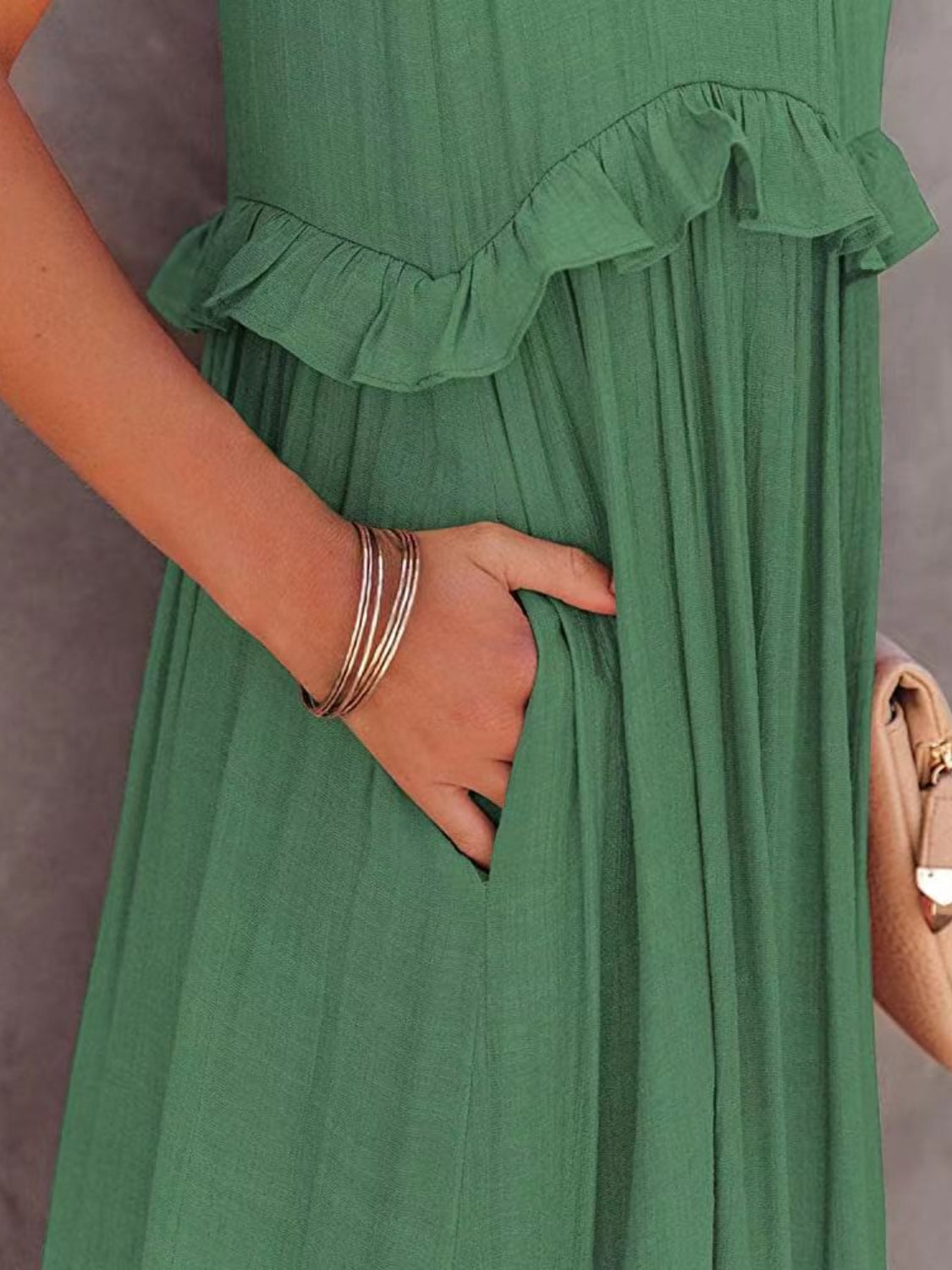 Trendsi Clothing Ruffled Sleeveless Tiered Maxi Dress with Pockets