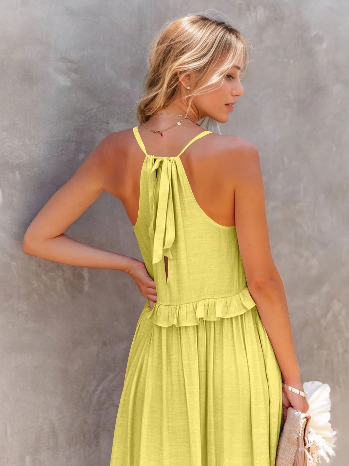 Trendsi Clothing Ruffled Sleeveless Tiered Maxi Dress with Pockets