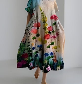 Women’s 3D Printed Cotton-Like Dress – Casual Fashionable Style for Everyday Wear LE Fragrance