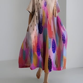 Women’s 3D Printed Cotton-Like Dress – Casual Fashionable Style for Everyday Wear LE Fragrance
