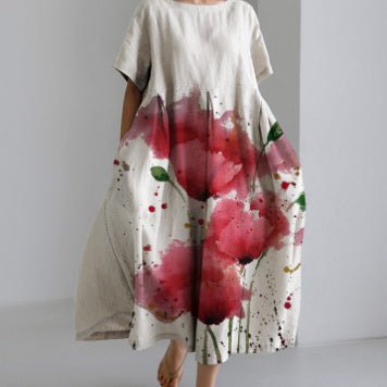 Women’s 3D Printed Cotton-Like Dress – Casual Fashionable Style for Everyday Wear LE Fragrance