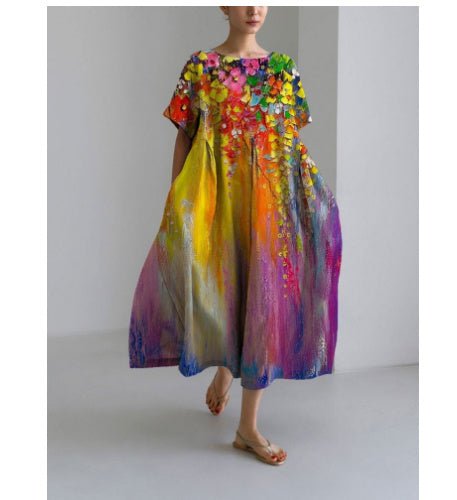 Women’s 3D Printed Cotton-Like Dress – Casual Fashionable Style for Everyday Wear LE Fragrance
