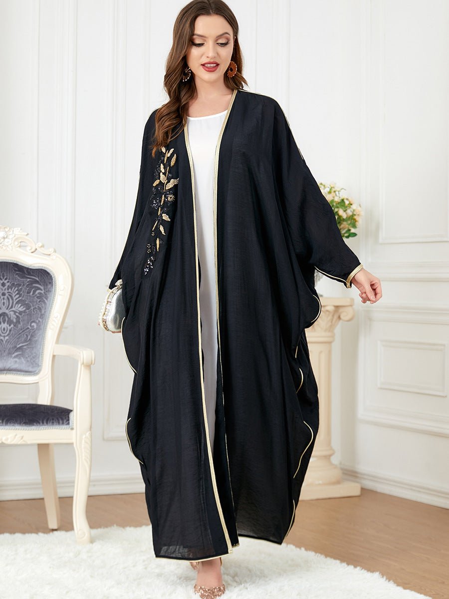Women’s Long-Sleeved Patchwork Bat-Sleeved Dress Stylish LE Fragrance