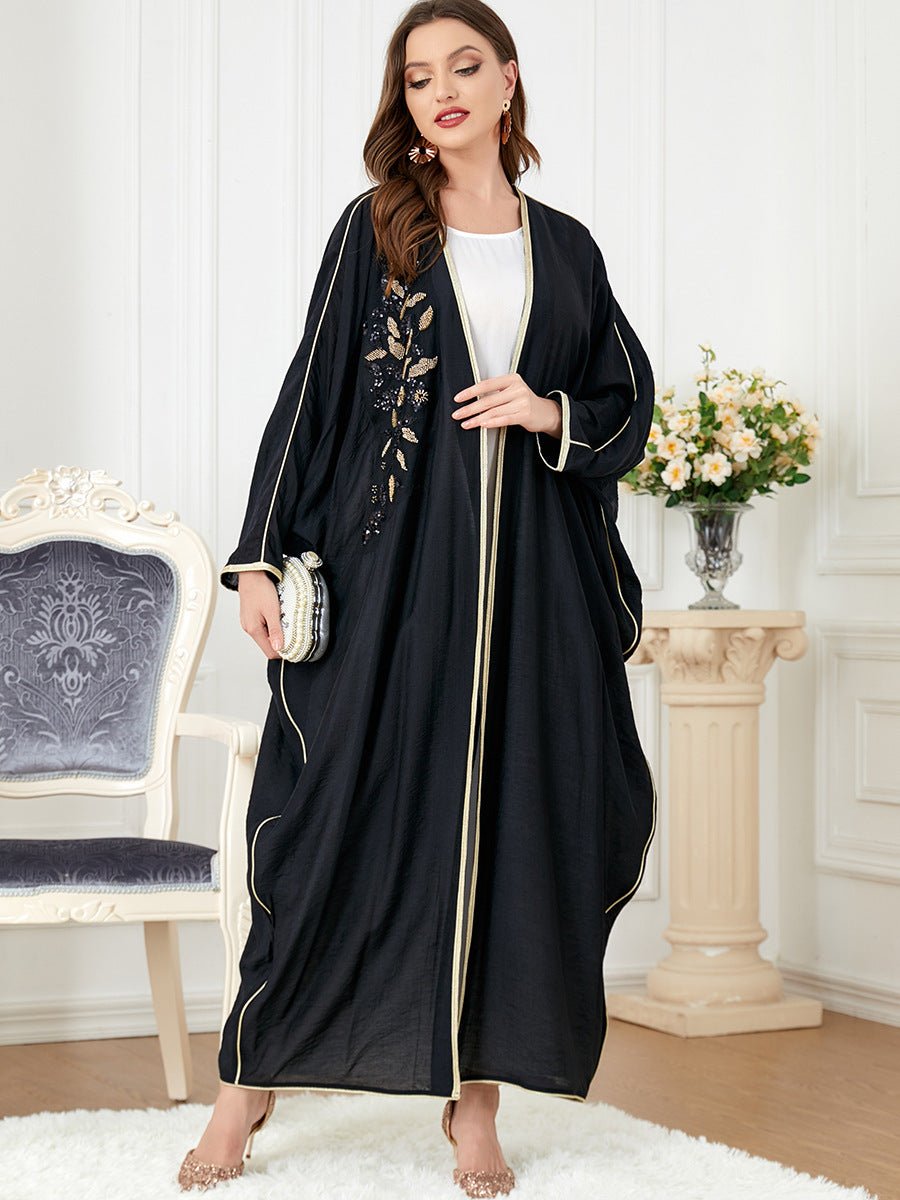 Women’s Long-Sleeved Patchwork Bat-Sleeved Dress Stylish LE Fragrance