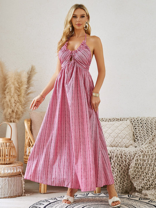 Bohemian Halter Maxi Beach Dress LE FRAGRANCE
