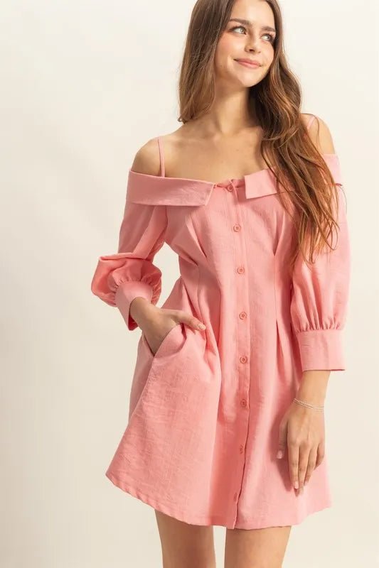 mini dress with-buttons pockets summer-casual look