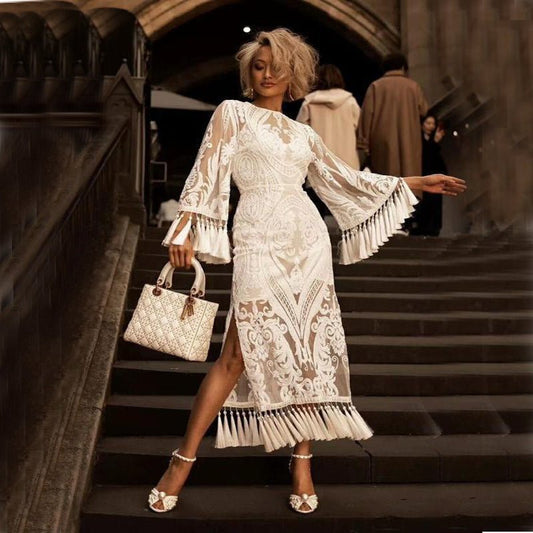 Lace Embroidered Tassel Dresses Elegant & Stylish Bohemian-Inspired Fashion LE Fragrance