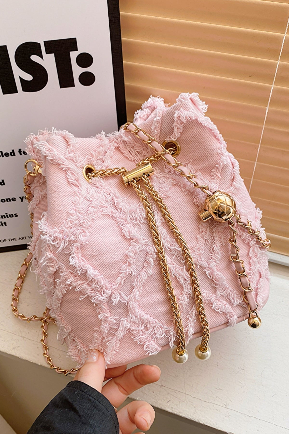Trendsi Bags Casual Denim Bucket Bag with Raw Edge Finish  Trendy Women’s Shoulder Bag