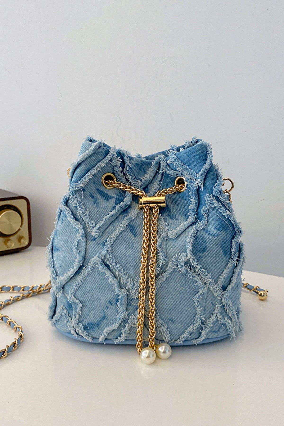 Trendsi Bags Casual Denim Bucket Bag with Raw Edge Finish  Trendy Women’s Shoulder Bag