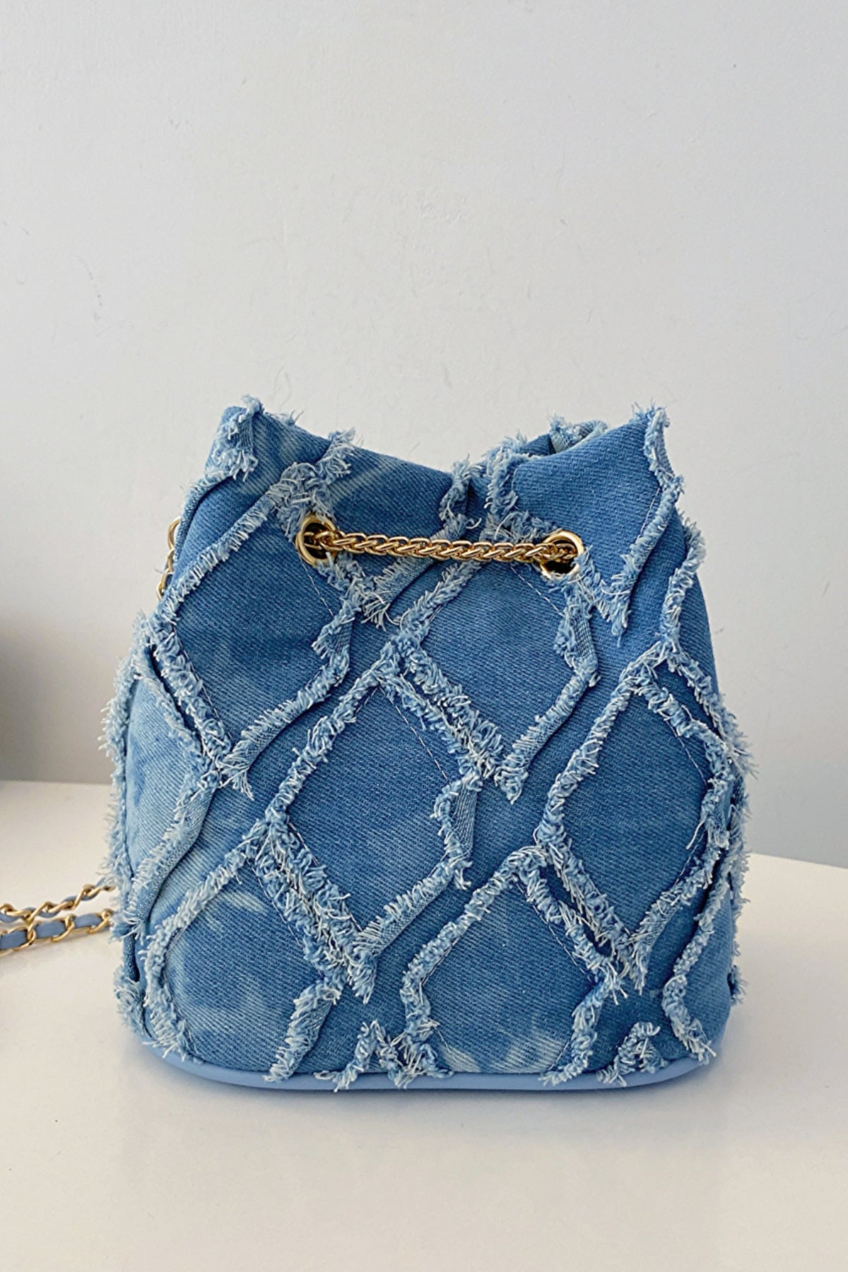 Trendsi Bags Casual Denim Bucket Bag with Raw Edge Finish  Trendy Women’s Shoulder Bag