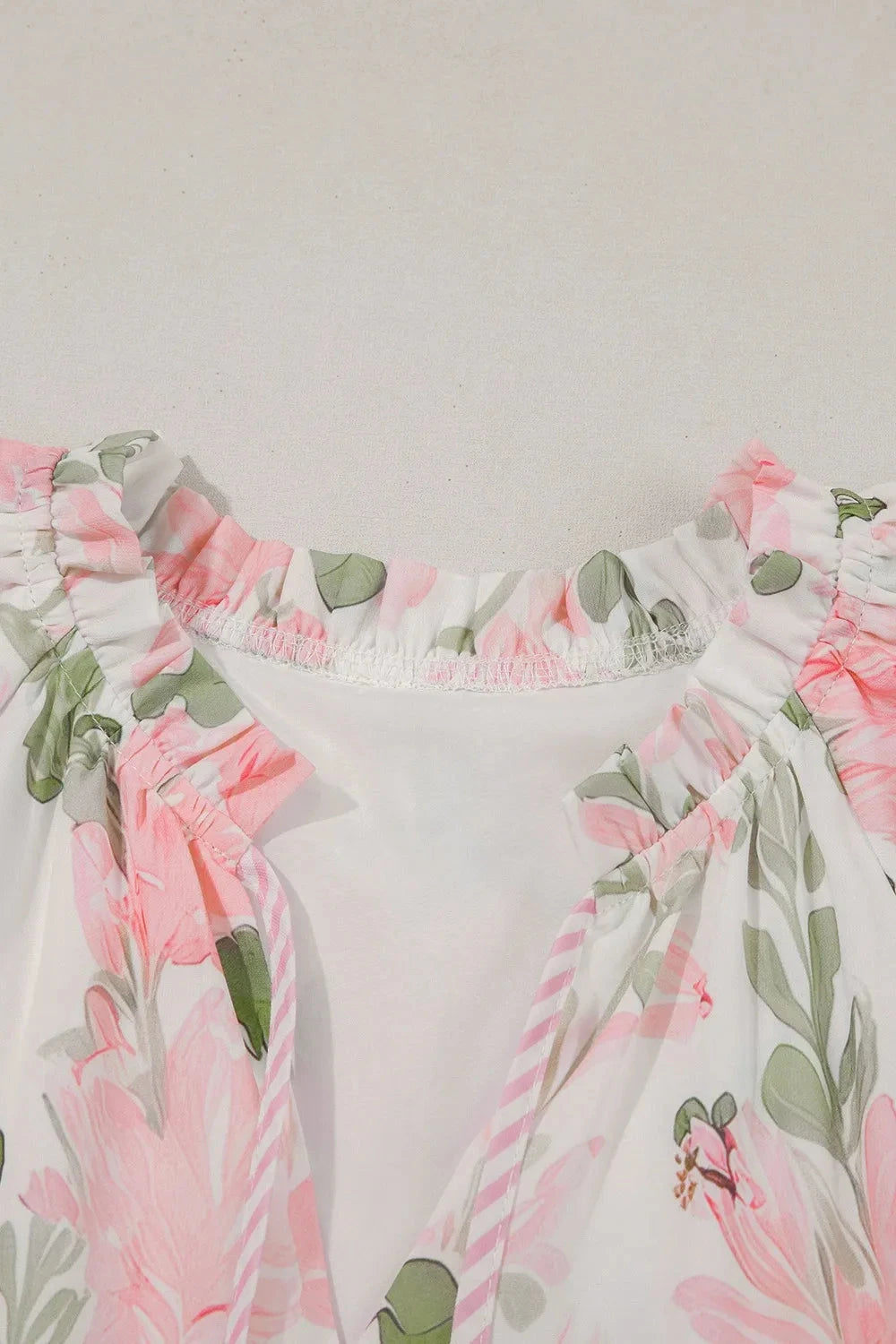 Trendsi Clothing Floral Contrast Edge Layered Short Sleeve Mini Dress