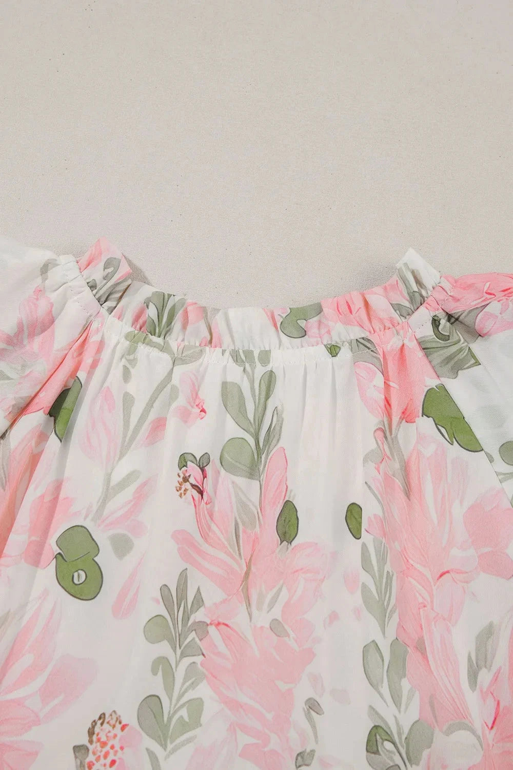 Trendsi Clothing Floral Contrast Edge Layered Short Sleeve Mini Dress