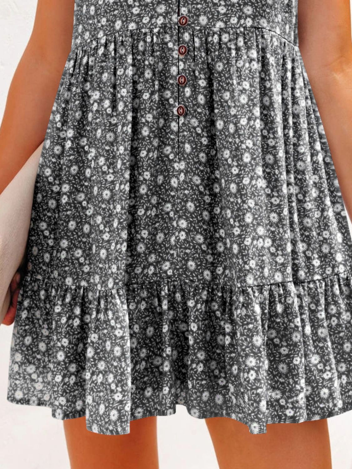 Trendsi Clothing Full Size Floral V-Neck Flutter Sleeve Mini Dress Plus Size