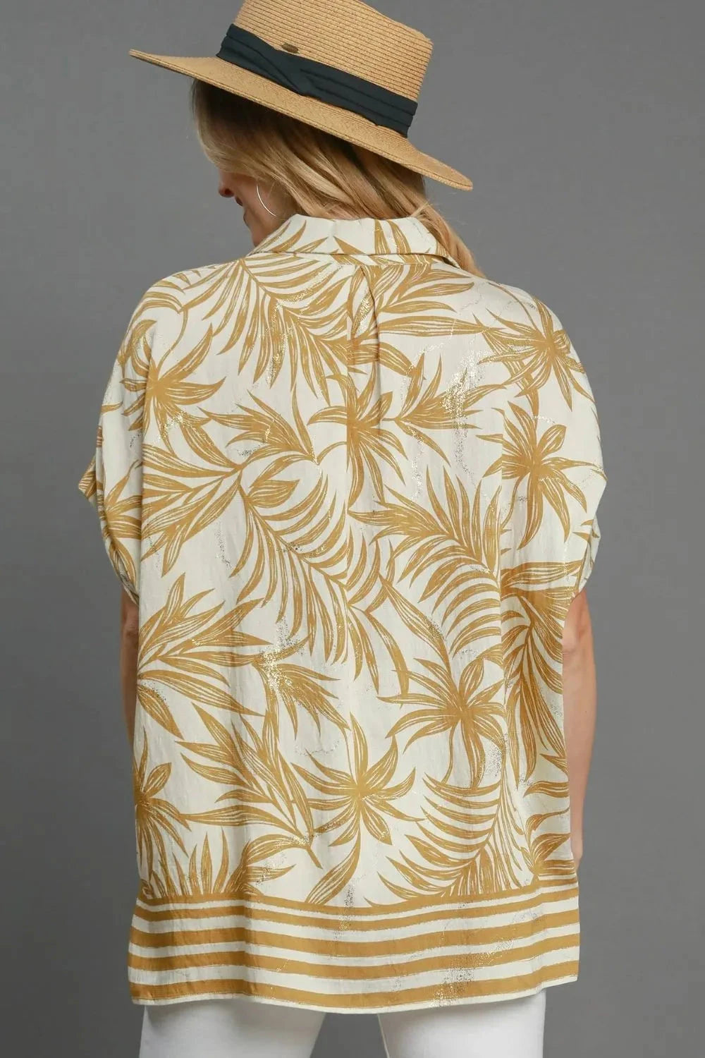 Trendsi Clothing Tropical Print Button Down Shirt Plus Size
