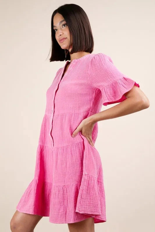 Trendsi Clothing VERY J Plus Size Mineral Washed Woven Mini Dress