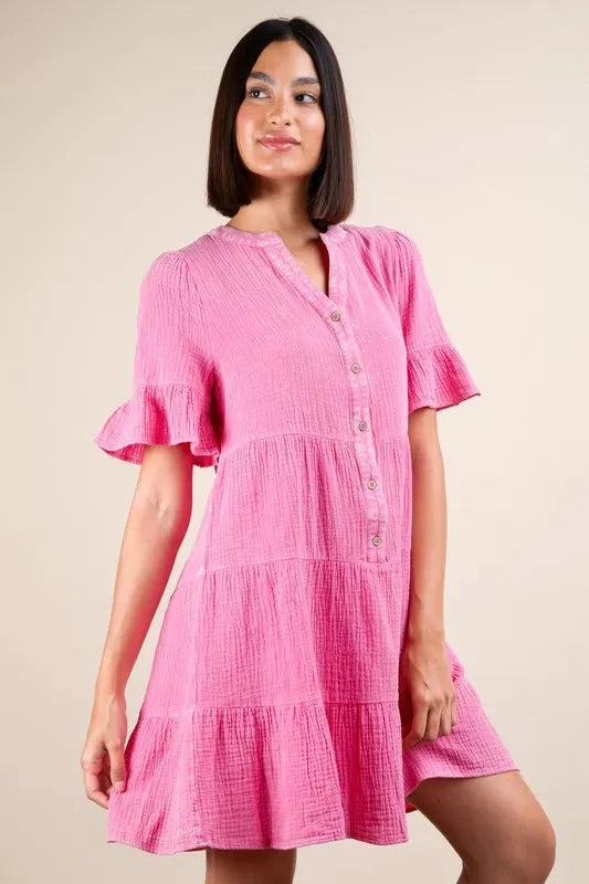 Trendsi Clothing VERY J Plus Size Mineral Washed Woven Mini Dress