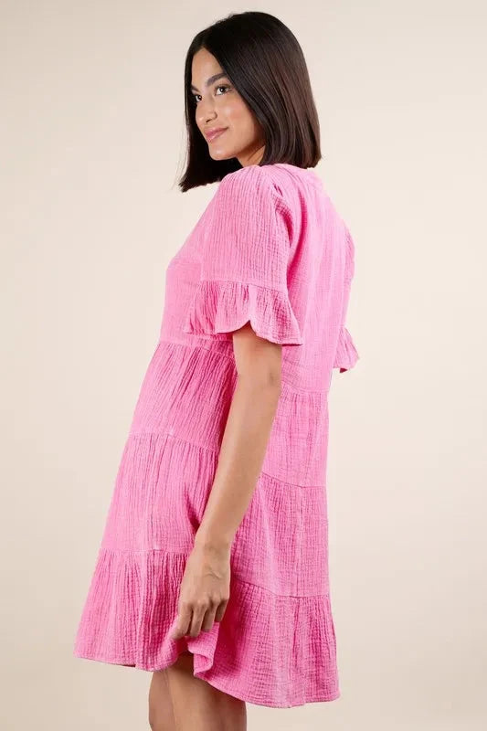 Trendsi Clothing VERY J Plus Size Mineral Washed Woven Mini Dress