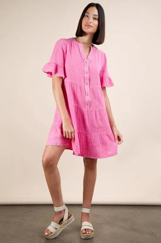 Trendsi Clothing VERY J Plus Size Mineral Washed Woven Mini Dress