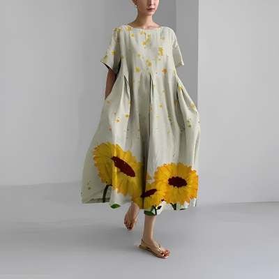 Women’s 3D Printed Cotton-Like Dress – Casual Fashionable Style for Everyday Wear LE Fragrance