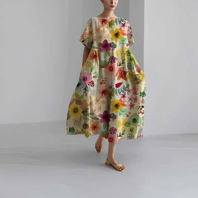 Women’s 3D Printed Cotton-Like Dress – Casual Fashionable Style for Everyday Wear LE Fragrance