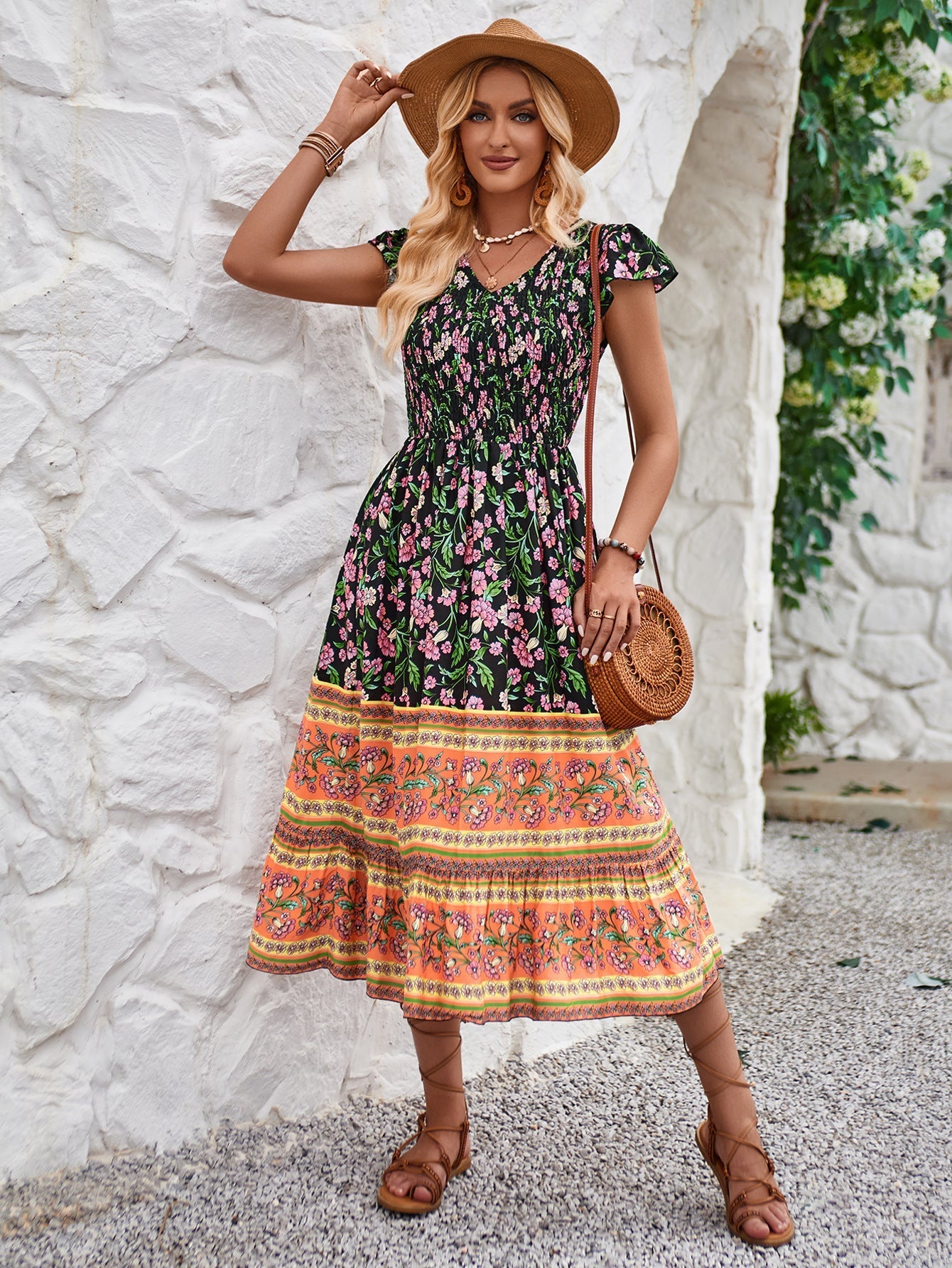 Women’s Casual Ruffle Sleeveless Bohemian Beach Dress LE Fragrance
