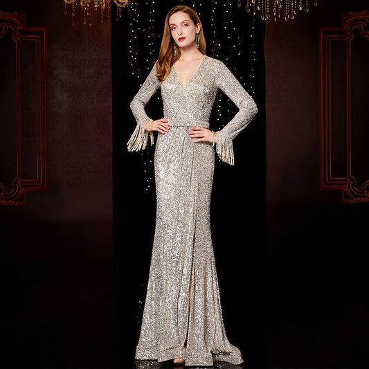 Women’s Long Evening Dress  Elegant Temperament Banquet Gown for Special Occasions Trendsi