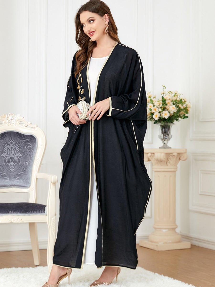 Women’s Long-Sleeved Patchwork Bat-Sleeved Dress Stylish LE Fragrance