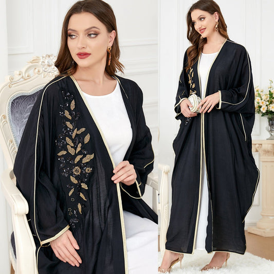 Women’s Long-Sleeved Patchwork Bat-Sleeved Dress Stylish LE Fragrance