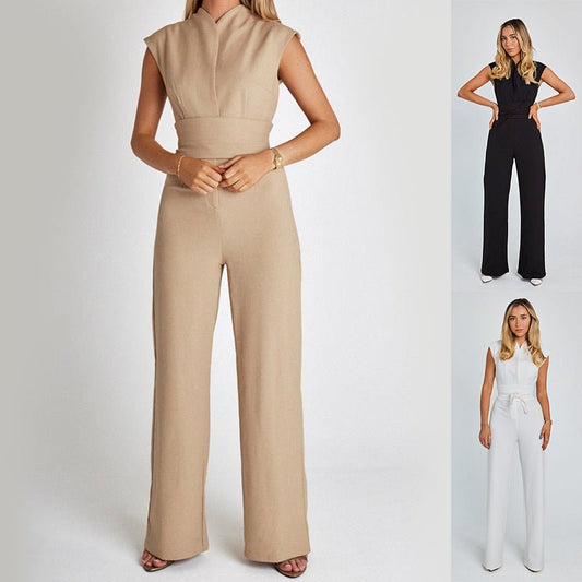 Women’s Long Sleeveless Jumpsuit V-Neck Casual Summer Outfit for Stylish Comfort LE FRAGRANCE