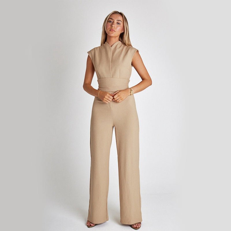 Women’s Long Sleeveless Jumpsuit V-Neck Casual Summer Outfit for Stylish Comfort LE FRAGRANCE