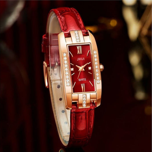 Women’s Luxury Slub Pattern Thin Belt Watch Design for Elegant Style LE Fragrance