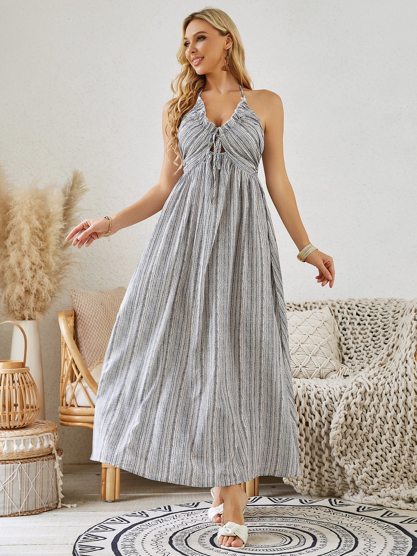 Women’s Summer Striped Sleeveless Beach Dress Flowy & Comfortable Casual Wear for Warm Weather LE FRAGRANCE