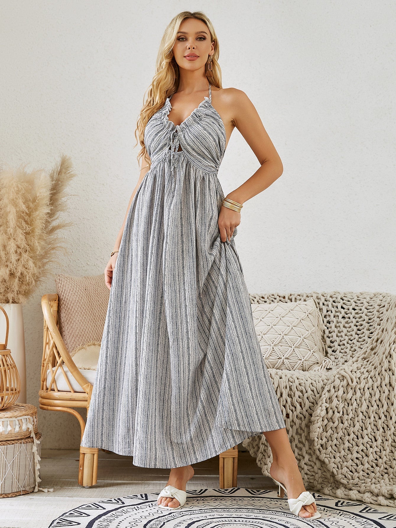 Women’s Summer Striped Sleeveless Beach Dress Flowy & Comfortable Casual Wear for Warm Weather LE FRAGRANCE